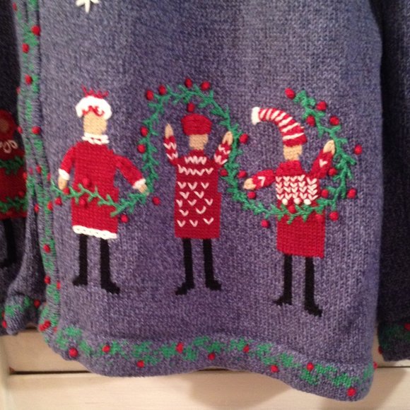 Appleseed's Sweaters Appleseeds Petite Pxl Blue Embroidered Cotton